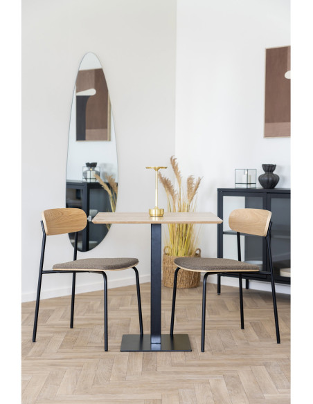 Chaise moderne Tissu Marron Bois de frêne Naturel Métal Noir Estepona (Lot de 2) 