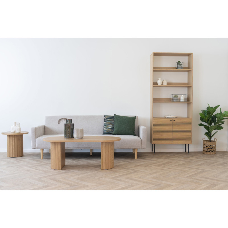 Grande Table basse moderne Ovale Bois MDF Papier décoratif Naturel Boavista House Nordic - 6