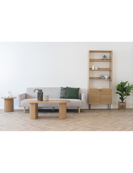 Grande Table basse moderne Ovale Bois MDF Papier décoratif Naturel Boavista House Nordic - 6