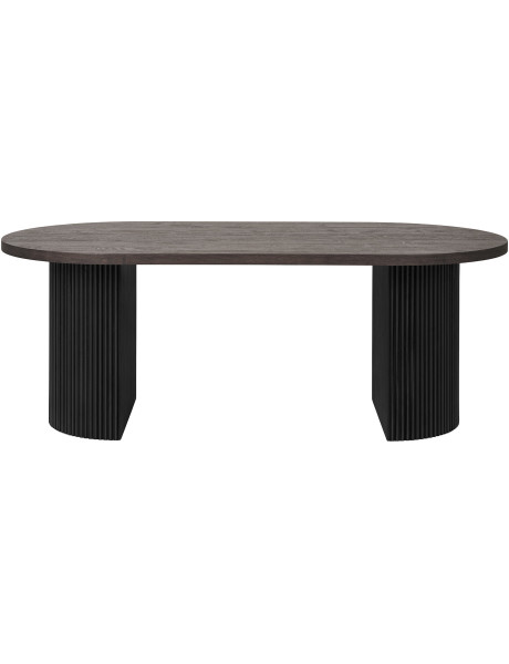 Grande Table basse moderne Ovale Bois MDF Papier décoratif Marron foncé Noir Boavista House Nordic - 1