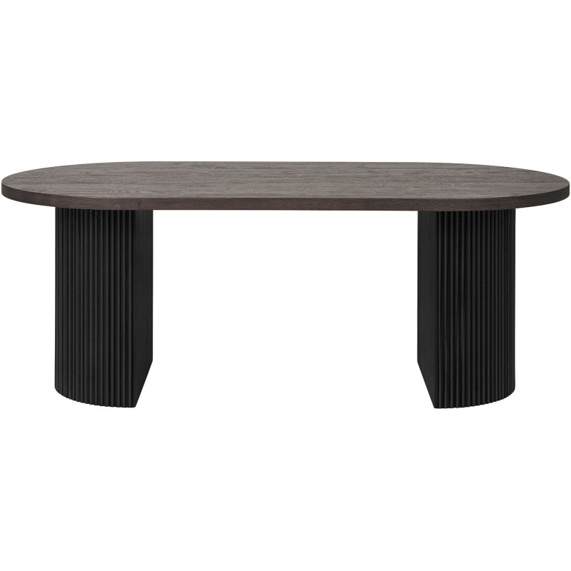 Grande Table basse moderne Ovale Bois MDF Papier décoratif Marron foncé Noir Boavista House Nordic - 1