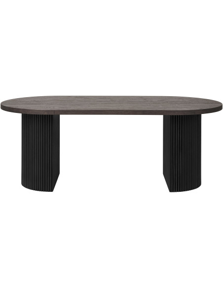 Grande Table basse moderne Ovale Bois MDF Papier décoratif Marron foncé Noir Boavista House Nordic - 1