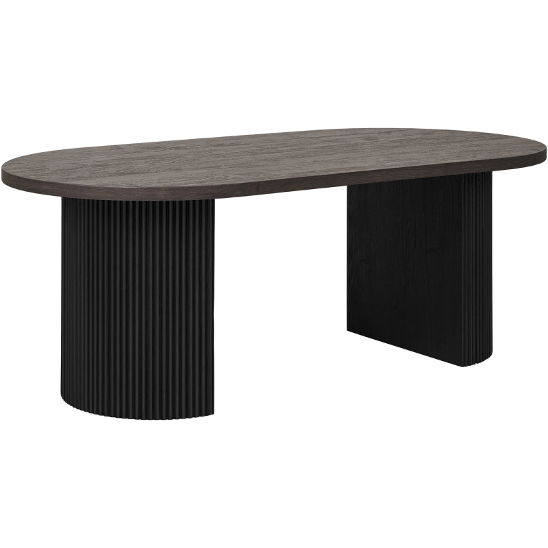 Grande Table basse moderne Ovale Bois MDF Papier décoratif Marron foncé Noir Boavista House Nordic - 2