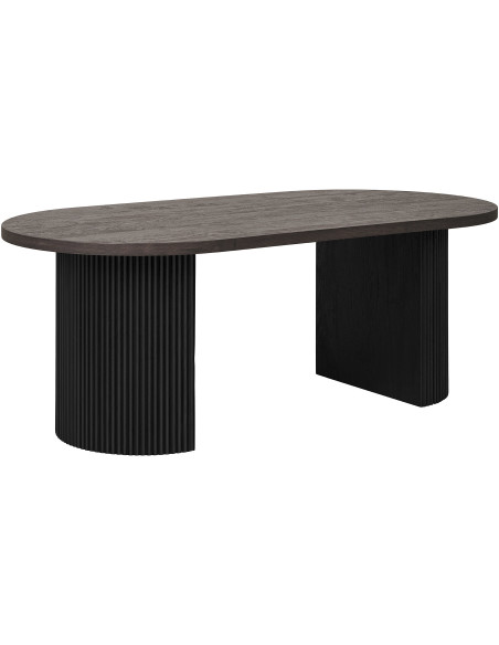 Grande Table basse moderne Ovale Bois MDF Papier décoratif Marron foncé Noir Boavista House Nordic - 2