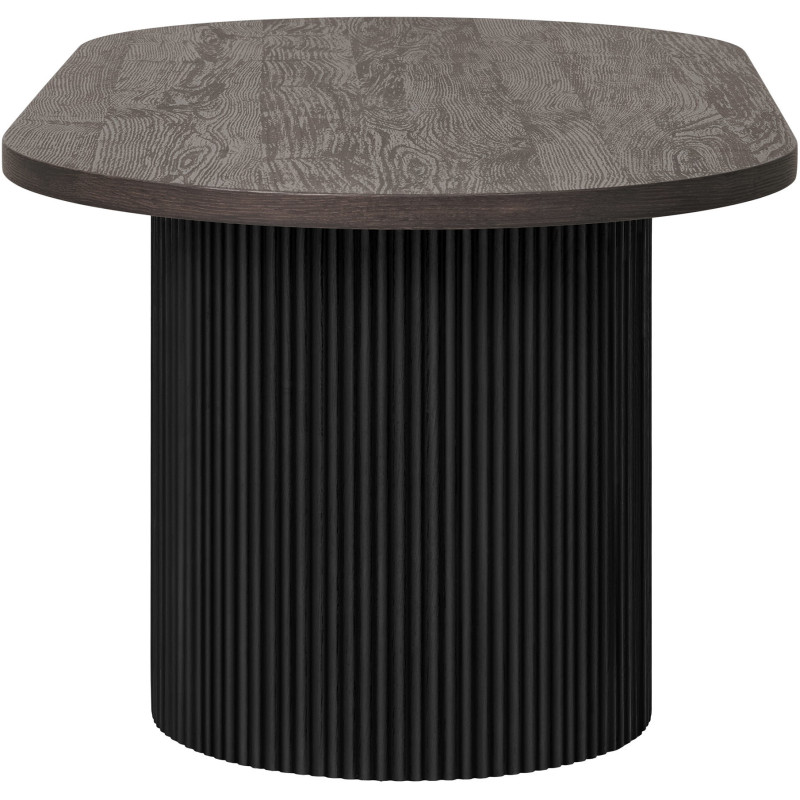 Grande Table basse moderne Ovale Bois MDF Papier décoratif Marron foncé Noir Boavista House Nordic - 3