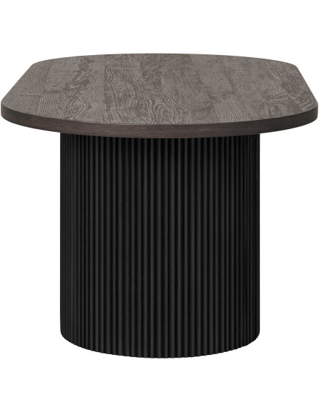 Grande Table basse moderne Ovale Bois MDF Papier décoratif Marron foncé Noir Boavista House Nordic - 3
