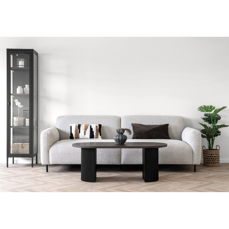 Grande Table basse moderne Ovale Bois MDF Papier décoratif Marron foncé Noir Boavista House Nordic - 6