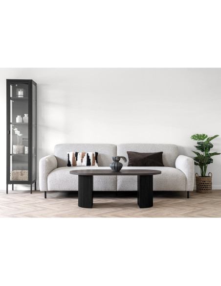 Grande Table basse moderne Ovale Bois MDF Papier décoratif Marron foncé Noir Boavista House Nordic - 6