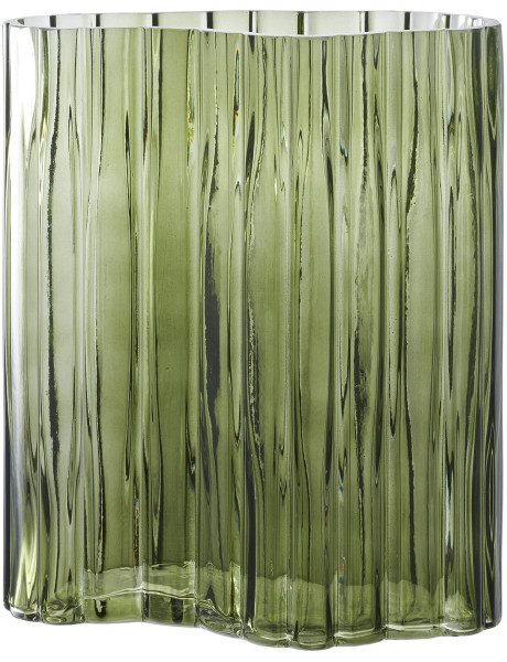 Vase moderne plat Irrégulier Hauteur 26 cm Verre Vert fumé Vejle 