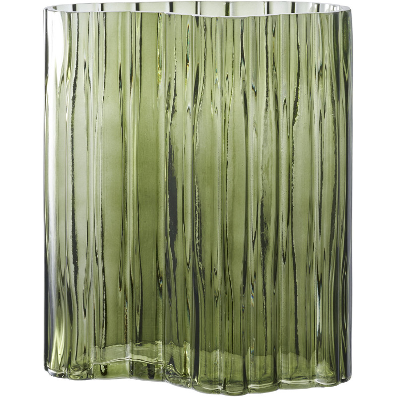 Vase moderne plat Irrégulier Hauteur 26 cm Verre Vert fumé Vejle 