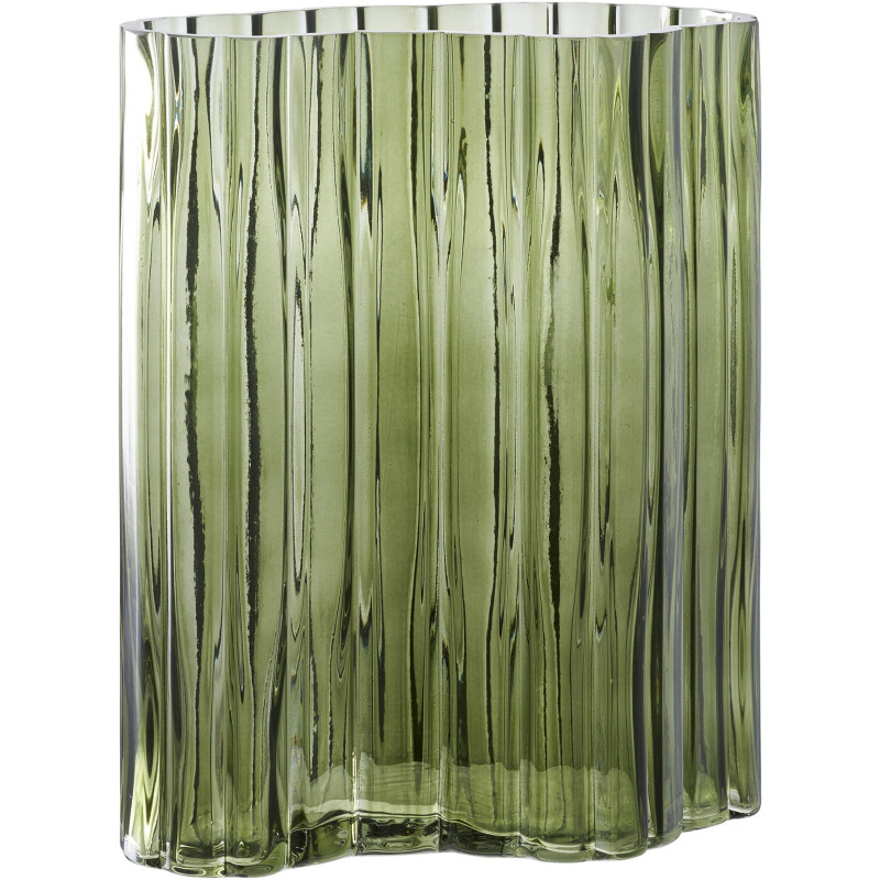 Vase moderne plat Irrégulier Hauteur 26 cm Verre Vert fumé Vejle 