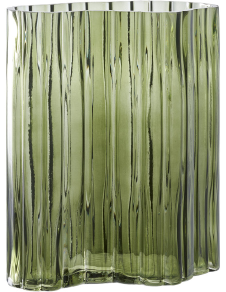 Vase moderne plat Irrégulier Hauteur 26 cm Verre Vert fumé Vejle 