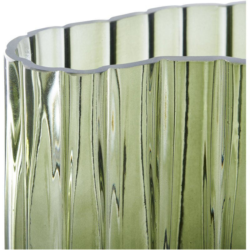 Vase moderne plat Irrégulier Hauteur 26 cm Verre Vert fumé Vejle 