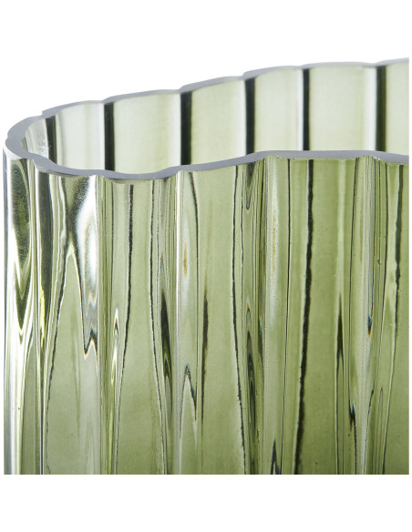 Vase moderne plat Irrégulier Hauteur 26 cm Verre Vert fumé Vejle 