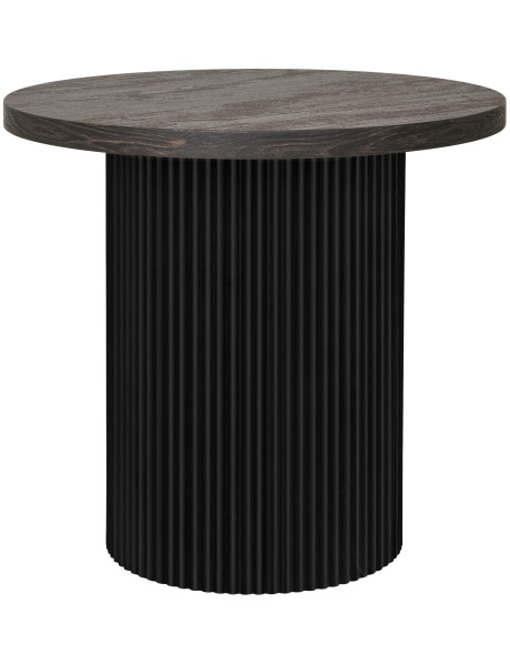 Table d'appoint moderne Ronde Bois MDF Papier décoratif Marron foncé Noir Boavista 