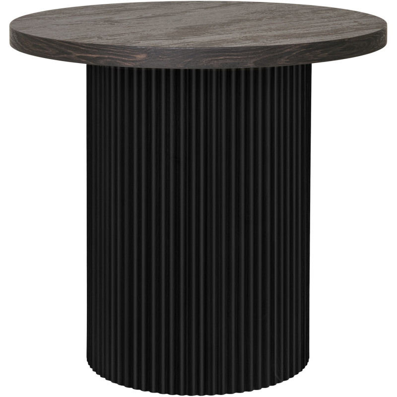 Table d'appoint moderne Ronde Bois MDF Papier décoratif Marron foncé Noir Boavista 