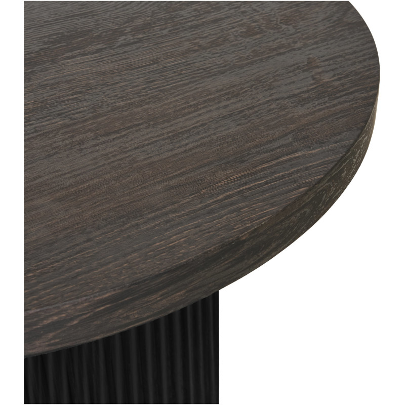 Table d'appoint moderne Ronde Bois MDF Papier décoratif Marron foncé Noir Boavista 