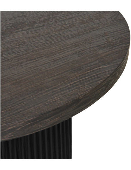 Table d'appoint moderne Ronde Bois MDF Papier décoratif Marron foncé Noir Boavista 
