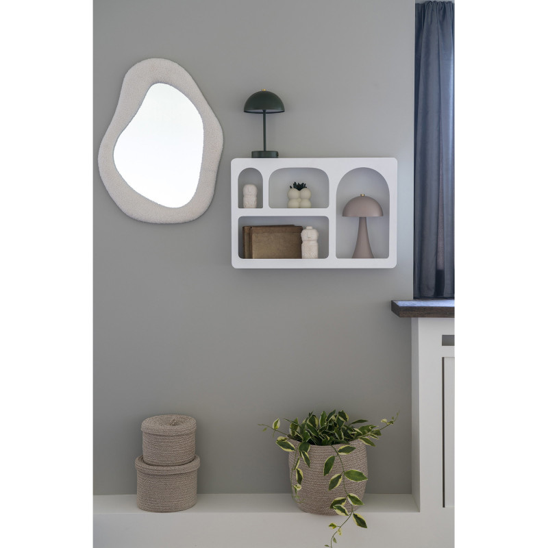 Miroir mural bouclette Organique 46x61 Tissu Blanc Bouclé Bosa 