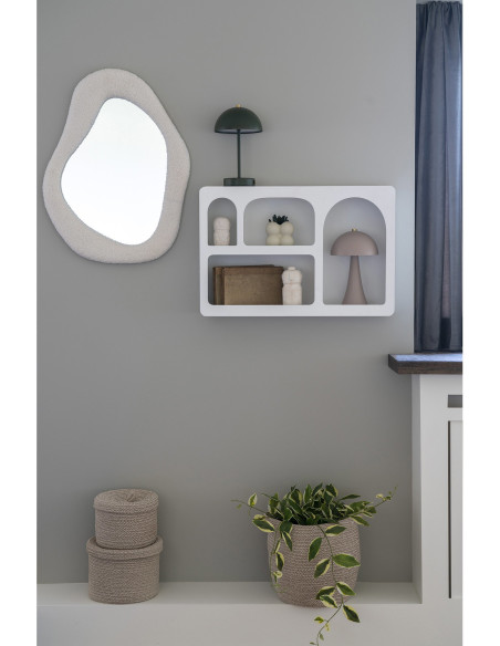 Miroir mural bouclette Organique 46x61 Tissu Blanc Bouclé Bosa 