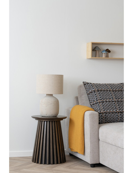 Table d'appoint moderne Ronde Bois MDF Marron Effet chêne Osaka 