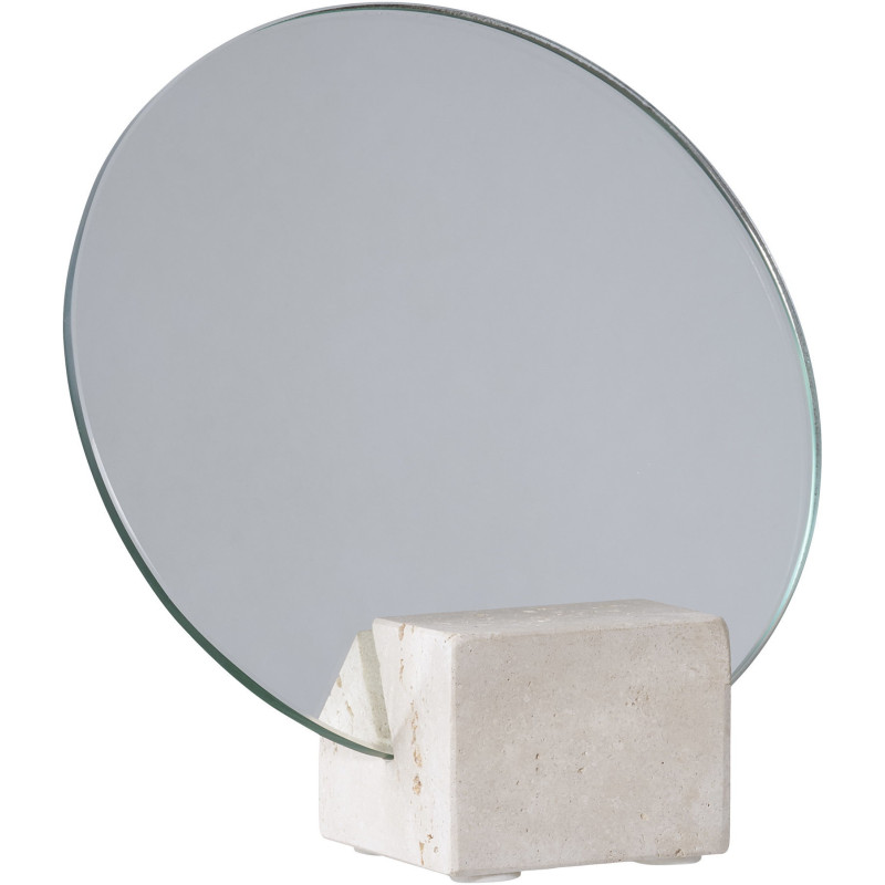 Miroir de table à poser Rond 18 cm Travertin Naturel Verre Colisea 