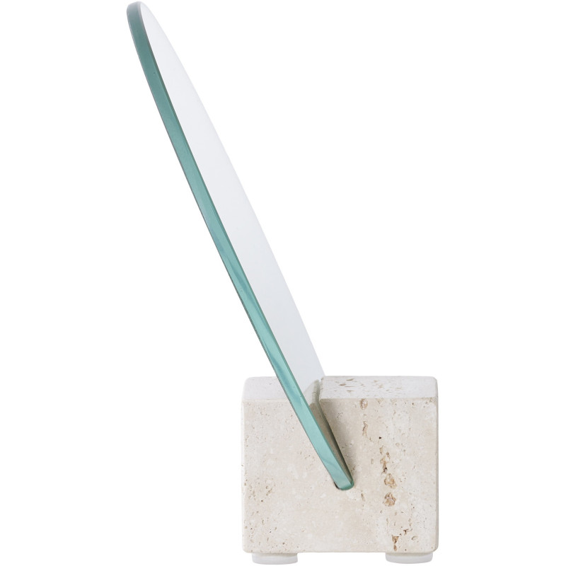 Miroir de table à poser Rond 18 cm Travertin Naturel Verre Colisea 