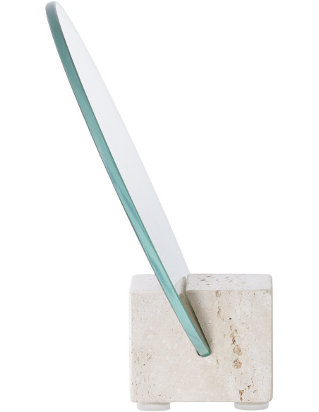 Miroir de table à poser Rond 18 cm Travertin Naturel Verre Colisea 