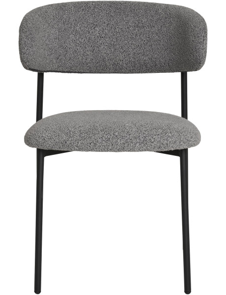 Chaise moderne bouclette Tissu Gris clair Bouclé Métal Noir Mira (Lot de 2) 