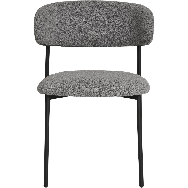 Chaise moderne bouclette Tissu Gris clair Bouclé Métal Noir Mira (Lot de 2) 