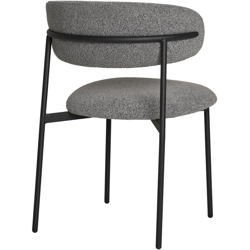 Chaise moderne bouclette Tissu Gris clair Bouclé Métal Noir Mira (Lot de 2) 