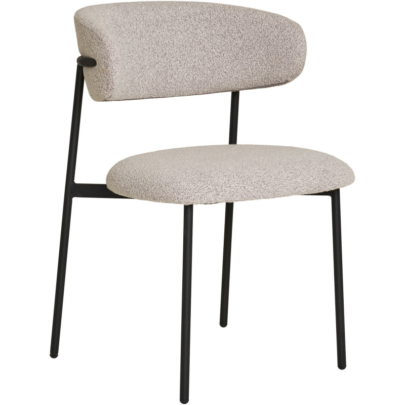 Lot de 2 chaises salle à manger bouclette beige sable 55x59x79,5 cm Mira House Nordic - 1