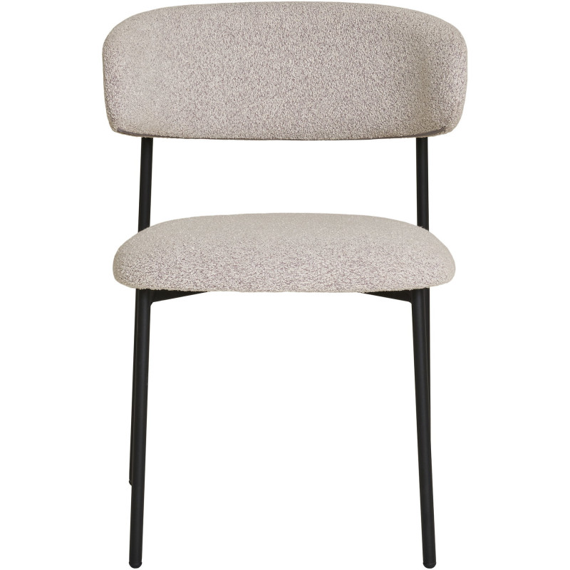 Chaise moderne bouclette Tissu Sable Bouclé Métal Noir Mira (Lot de 2) 