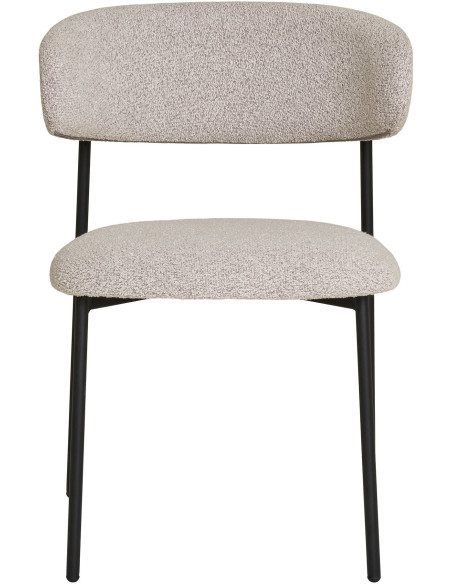 Chaise moderne bouclette Tissu Sable Bouclé Métal Noir Mira (Lot de 2) 