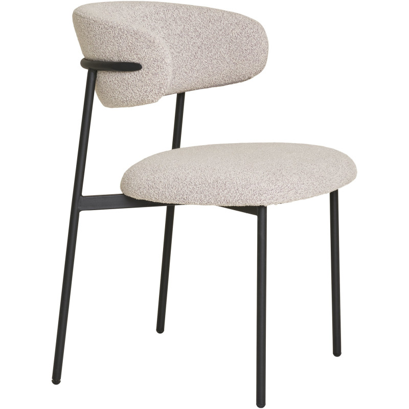 Chaise moderne bouclette Tissu Sable Bouclé Métal Noir Mira (Lot de 2) 