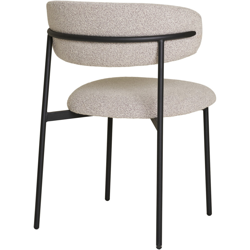 Chaise moderne bouclette Tissu Sable Bouclé Métal Noir Mira (Lot de 2) 