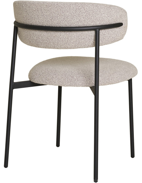 Chaise moderne bouclette Tissu Sable Bouclé Métal Noir Mira (Lot de 2) 