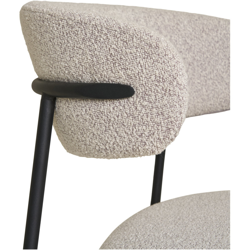 Chaise moderne bouclette Tissu Sable Bouclé Métal Noir Mira (Lot de 2) 
