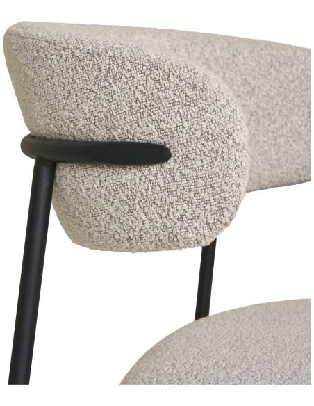 Chaise moderne bouclette Tissu Sable Bouclé Métal Noir Mira (Lot de 2) 