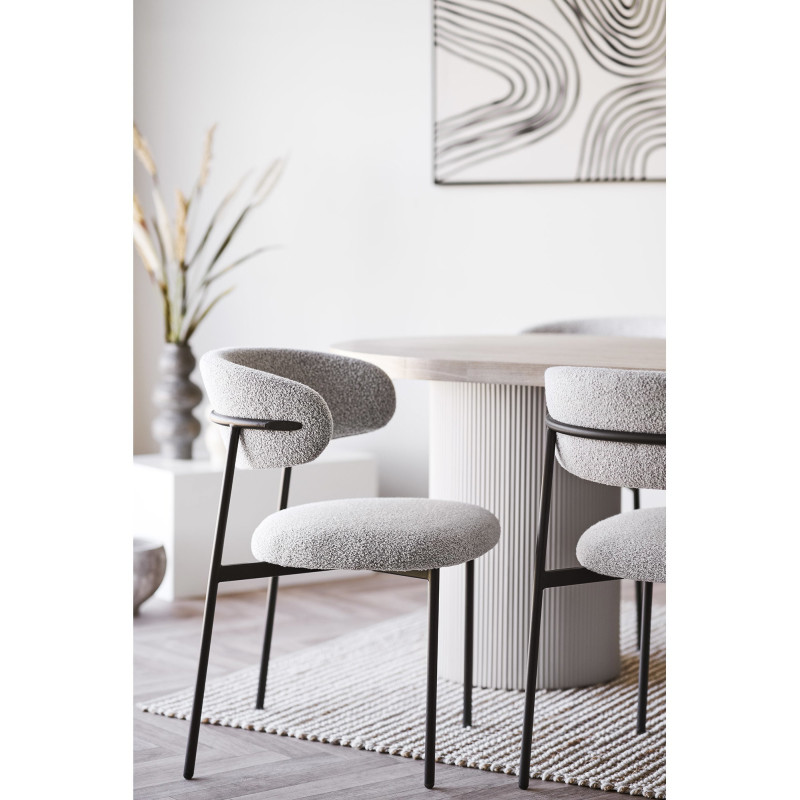 Lot de 2 chaises salle à manger bouclette beige sable 55x59x79,5 cm Mira House Nordic - 2