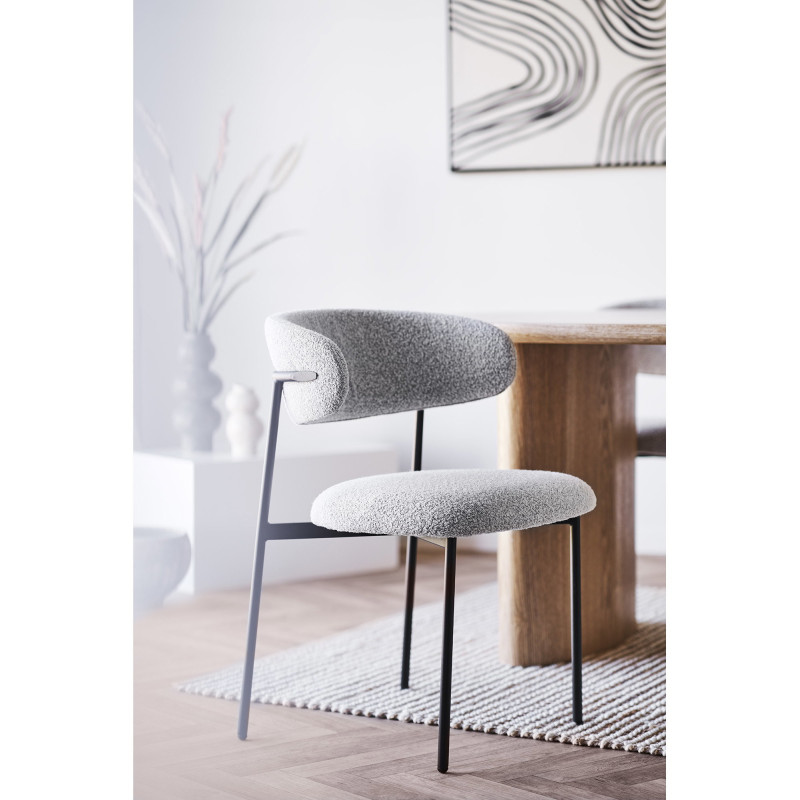Lot de 2 chaises salle à manger bouclette beige sable 55x59x79,5 cm Mira House Nordic - 9