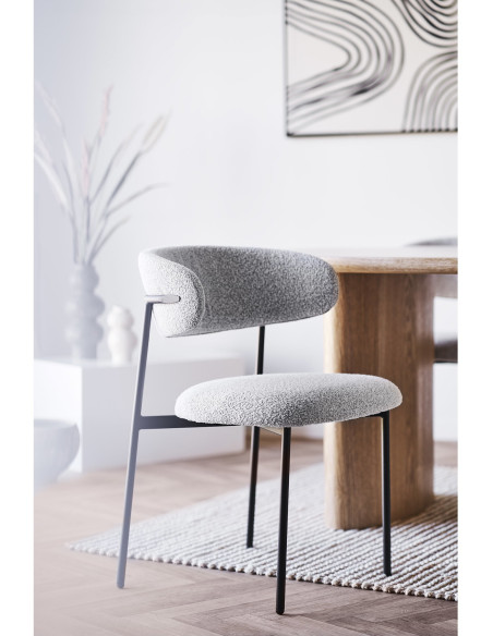Lot de 2 chaises salle à manger bouclette beige sable 55x59x79,5 cm Mira House Nordic - 9