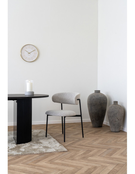 Chaise moderne bouclette Tissu Sable Bouclé Métal Noir Mira (Lot de 2) 