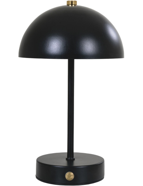 Lampe à poser moderne Led rechargeable Chapignon Hauteur 25 cm Métal Noir Laiton Holt 