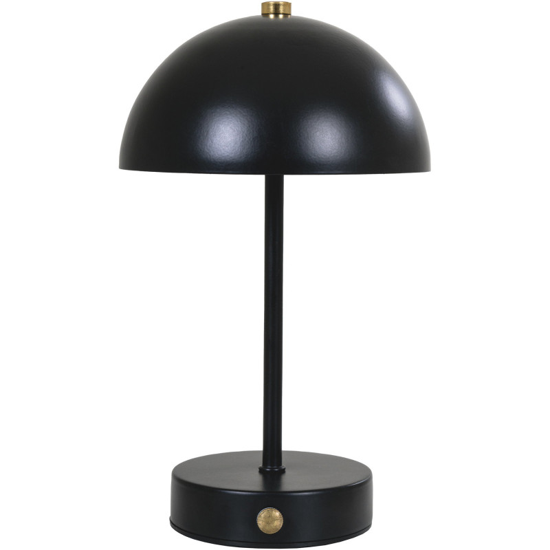 Lampe à poser moderne Led rechargeable Chapignon Hauteur 25 cm Métal Noir Laiton Holt 