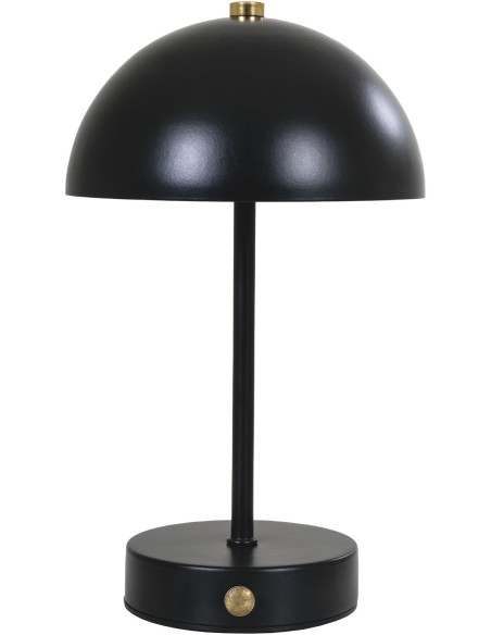 Lampe à poser moderne Led rechargeable Chapignon Hauteur 25 cm Métal Noir Laiton Holt 
