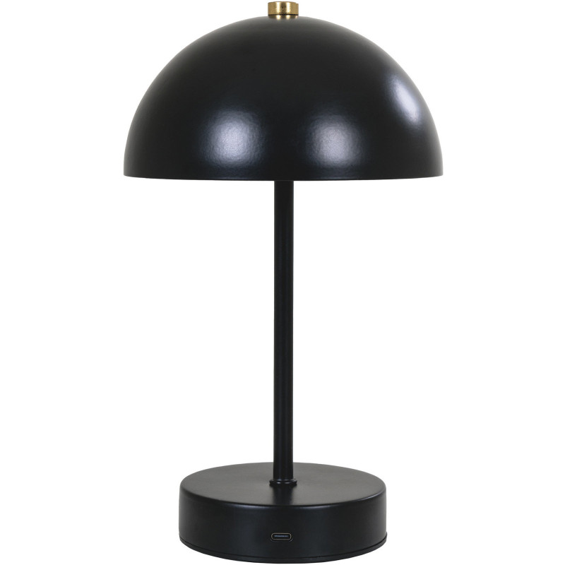 Lampe à poser moderne Led rechargeable Chapignon Hauteur 25 cm Métal Noir Laiton Holt 
