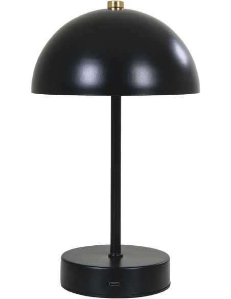Lampe à poser moderne Led rechargeable Chapignon Hauteur 25 cm Métal Noir Laiton Holt 