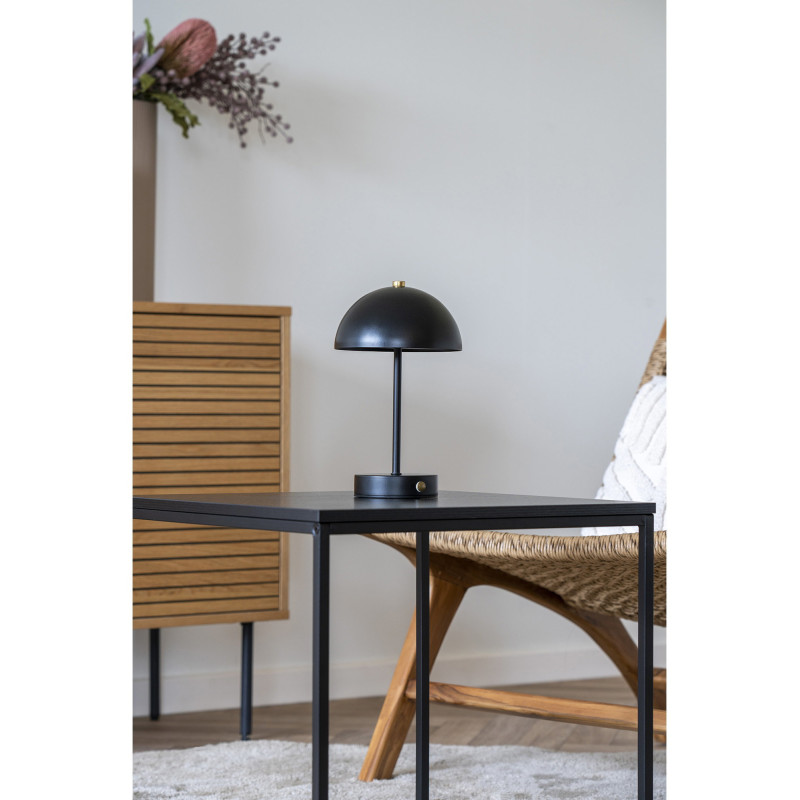 Lampe à poser moderne Led rechargeable Chapignon Hauteur 25 cm Métal Noir Laiton Holt 