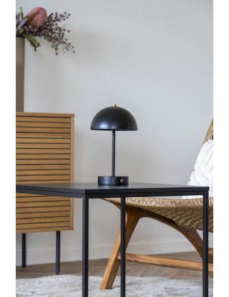 Lampe à poser moderne Led rechargeable Chapignon Hauteur 25 cm Métal Noir Laiton Holt 